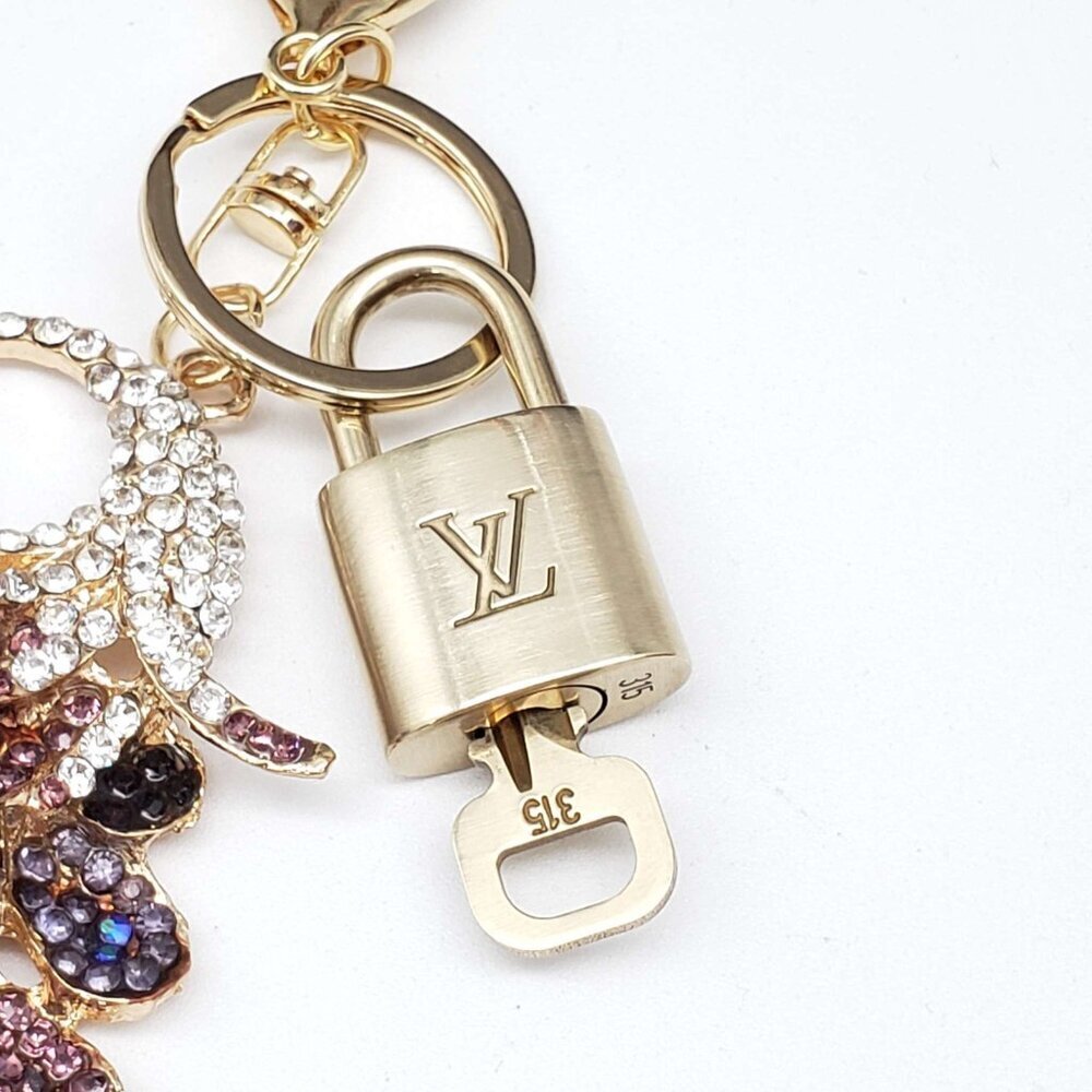 Authentic LV Gold Padlock & Key Set ✨ Luxury Bag Charm w/ Peacock Keychain - Picture 4 of 8